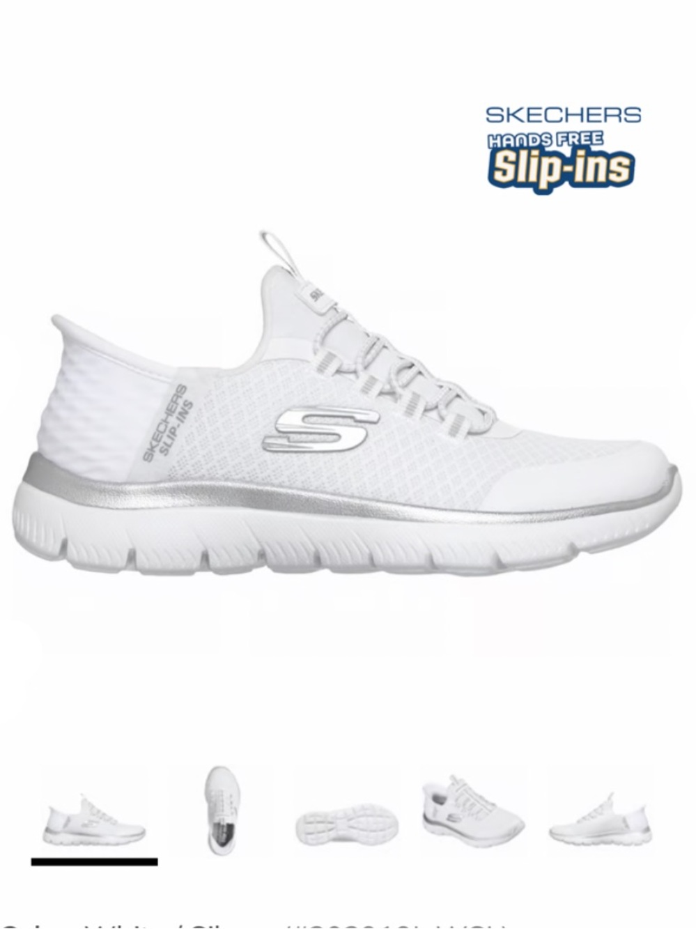 Big Girl 4White and Silver Slip-Ins Athletic Sneaker